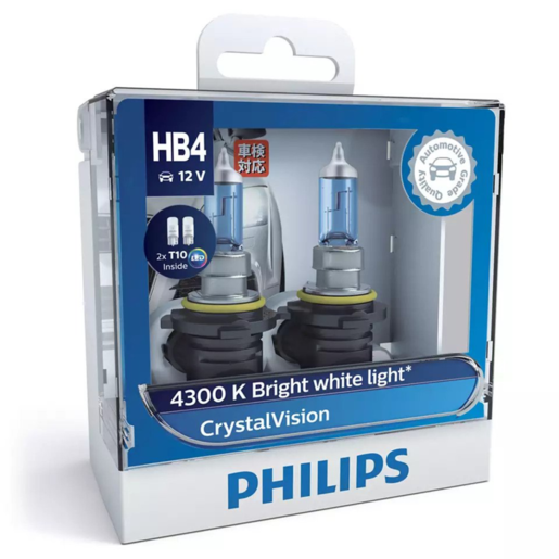 Philips CrystalVision Halogen Headlight Globe HB4 12V 55W - 9006CVSL