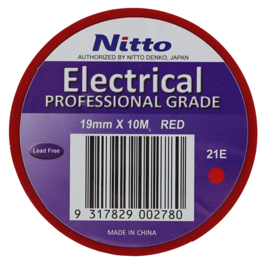 Nitto 21E Red Professional Grade Electrical Tape - 19MMX10MRD-E