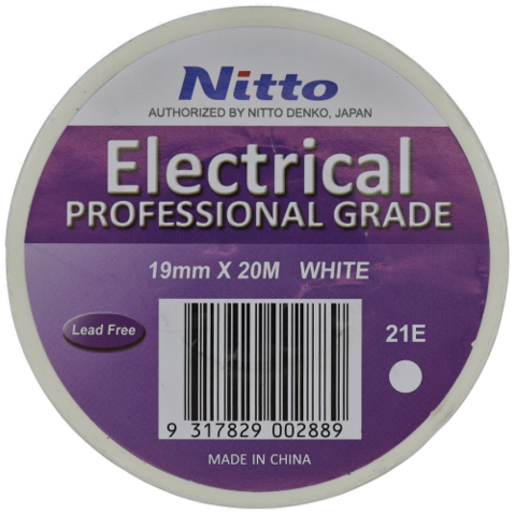 Nitto 21E White Professional Grade Electrical Tape - 9MMX20MWT-E