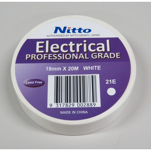 Nitto 21E White Professional Grade Electrical Tape - 9MMX20MWT-E