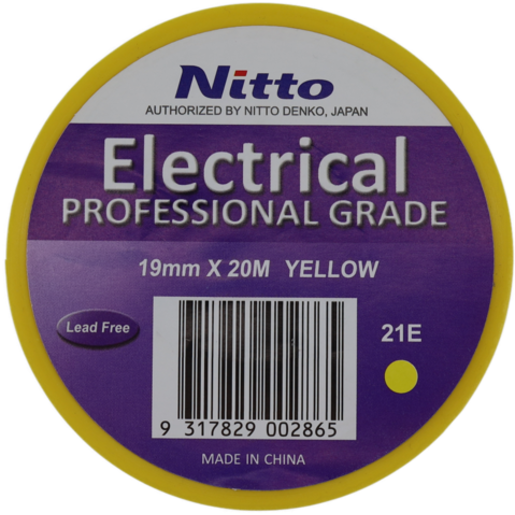 Nitto 21E Yellow Professional Grade Electrical Tape - 19MMX20MYW-E