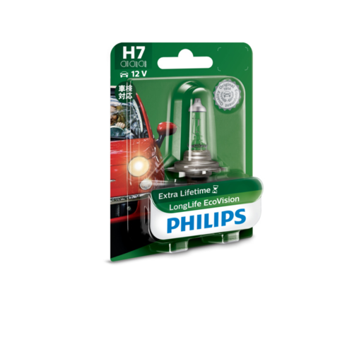 Philips LongLife EcoVision Headlight Globe PX26D H7 12V 55W - 12972LLECO