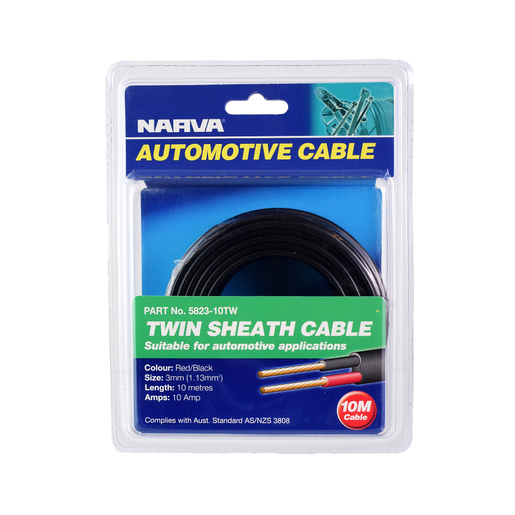 Narva Cable Twin Core 3mm 10A 10M - 5823-10TW