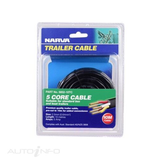 5A 2.5MM 5 CORE TRAILER CABLE RED GREEN YELLOW WHITE BROWN
