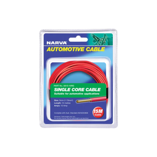 Narva 10A 3MM Red Single Core Cable (15m) - 5813-15RD