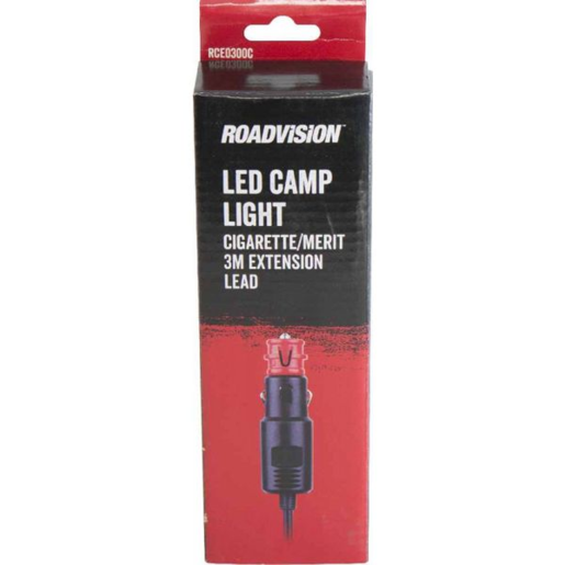 RoadVision LED Camp Light 12V Cigarette Merit Extension Cable 3m -RCE0300C
