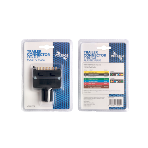 Voltage Trailer Plug 7 Pin Flat Plastic Suits All States - VTFP7TP