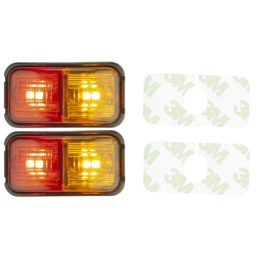 RoadVision LED Marker Lights Red/Amber 10-30V 50x25x15mm 2 Pieces - BR7AR2S