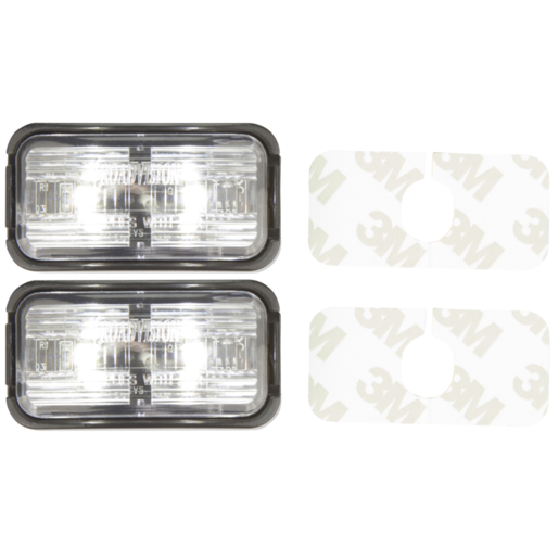 RoadVision LED Marker Lights Adhesive White 10-30V 50x25x15mm 2 Pack - BR7W2S