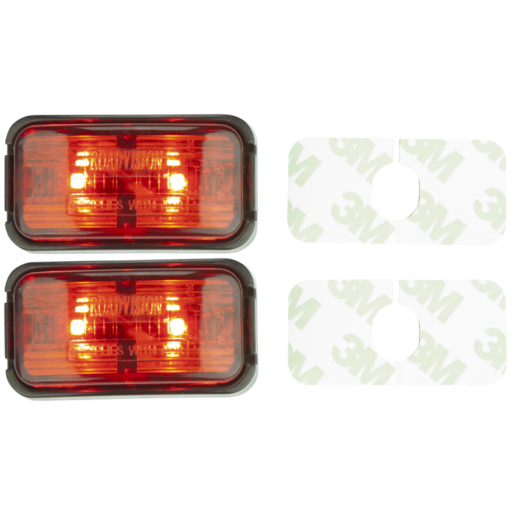 RoadVision LED Marker Lights Adhesive Red 10-30V 50x25x15mm 2 Pack - BR7R2S