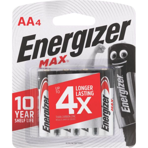 Energizer Max Alkaline AA Battery Pack of 4 - E000029000 