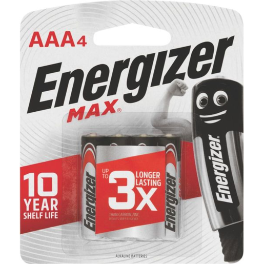 Energizer Battery AAA PK4 E Alkaline Max Pack of 4 - E300577500