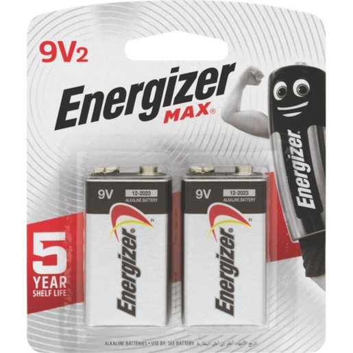 Energizer Battery E Alkaline Max 9V Pack of 2 - E000035100 