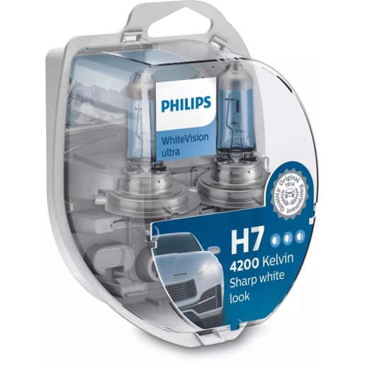 Philips H7 Globe White Vision Ultra 4200K 12V 55W Pack 2 - 12972WVUSM