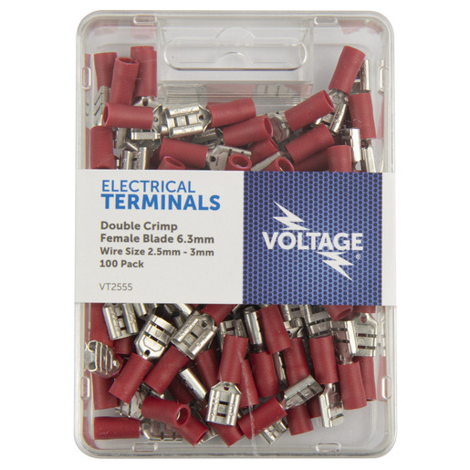 Voltage Blade FEM Terminal Red 6.3mm 100pk - VT2555 
