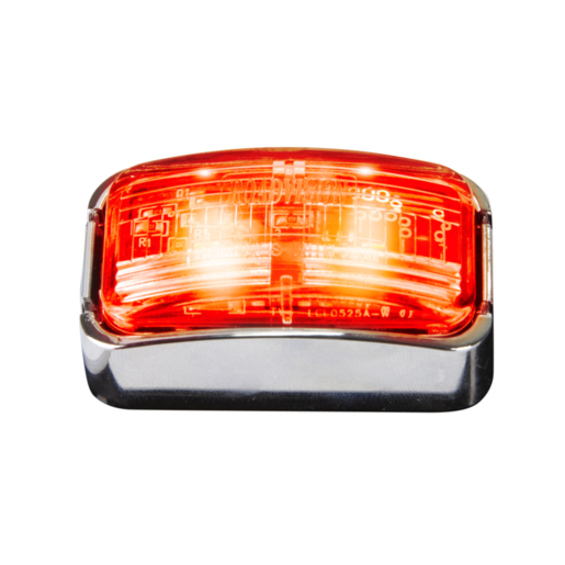 RoadVision LED Red Clearance Lamp 10-30V Chrome Clear Lens 56x31x22mm - BR7RC