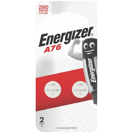 Energizer A76 Alkaline Button Batteries 1.5V 2 Pack - E000016900