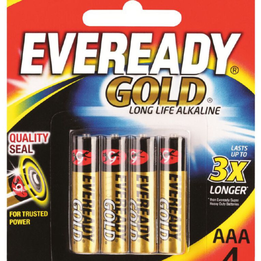 Eveready Gold Batteries Alkaline AAA 4pk - E300577303