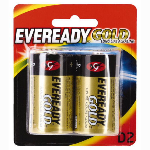 Eveready Gold Batteries Alkaline D 2 Pack - E000026700