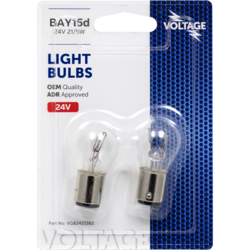 Voltage Globe Bayonet 24V 21/5W BAY15D 2pk - VGB24215B2 