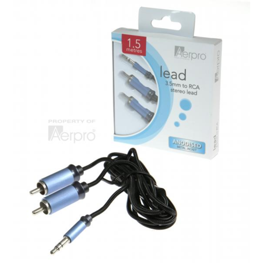 Aerpro Aluminium 3.5mm to 2 RCA Stereo Lead - ADM2R35A