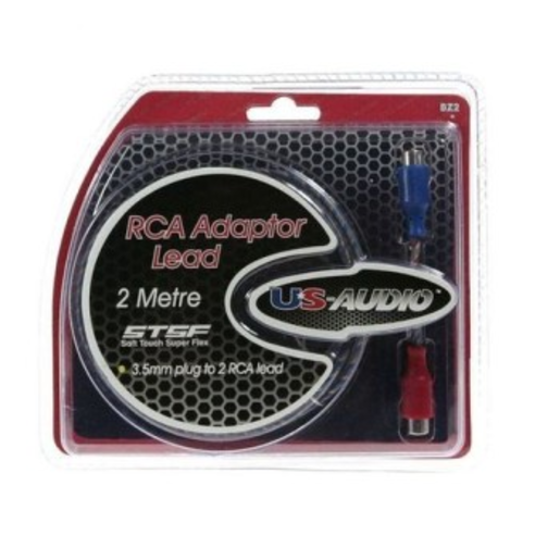 US Audio 2.0M RCA Adaptor Lead 2F 3.5mm Aux Plug - BZ2