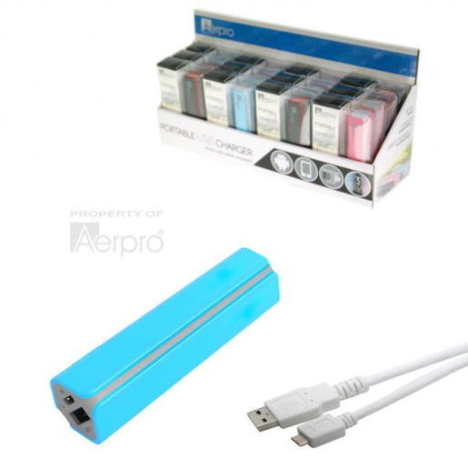 Aerpro Portable Smartphone USB Charger Blue - AP2500BL 