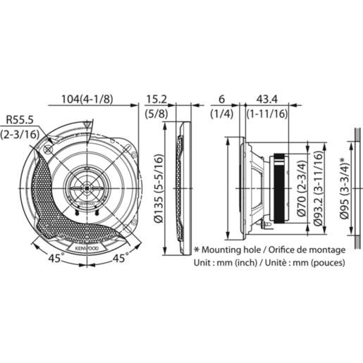 Kenwood 2 Way Coaxial PR 220W Max 4inch - KFC-PS1096