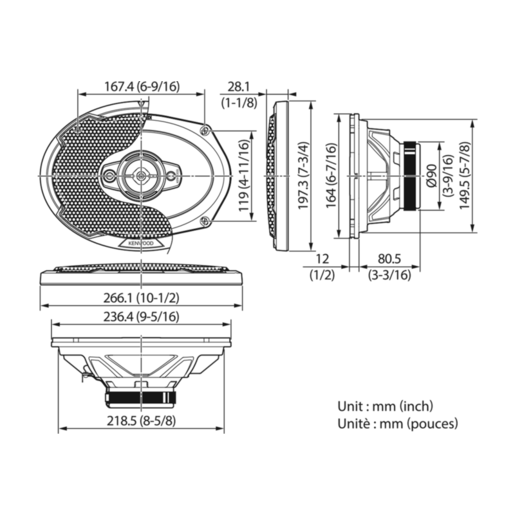 Kenwood Flush Mount 4-Way 2-Speaker System 6"X9" - KFC-PS6986