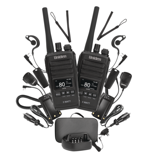 Uniden 5 Watt UHF CB Splashproof Handheld Radio Deluxe Pack - UH755-2DLX