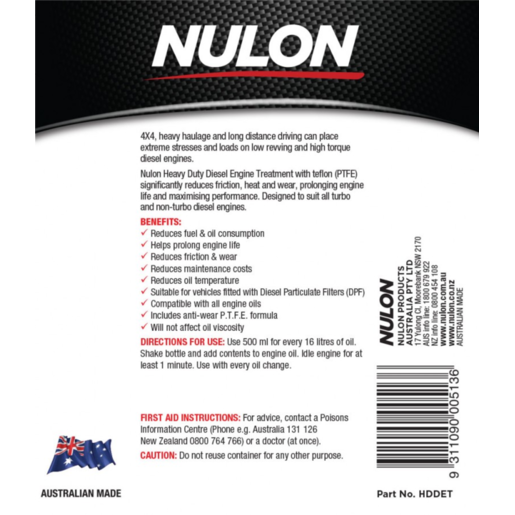 Nulon Pro-Strength Heavy Duty Diesel Engine Treatment 500ml - HDDET