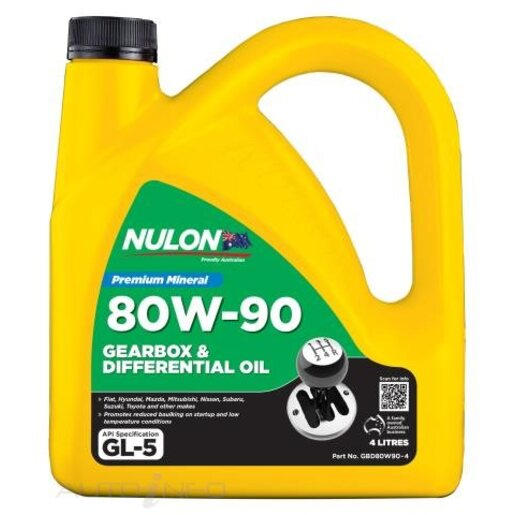 Nulon Premium Mineral 80W-90 Gearbox and Differential Oil 4L - GBD80W90-4
