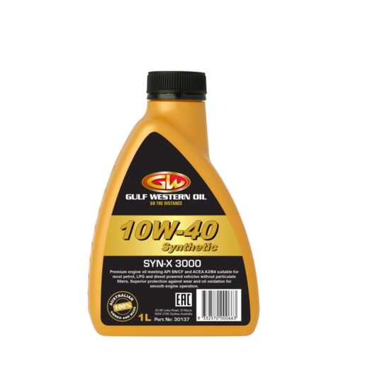 Gulf Western Synthetic SYN-X 3000 10W-40 Engine Oil 1L - 30137 