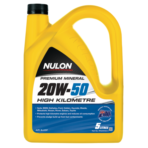 Nulon High Kilometre 20W-50 Premium Mineral Engine Oil 5L - PM20W50-5