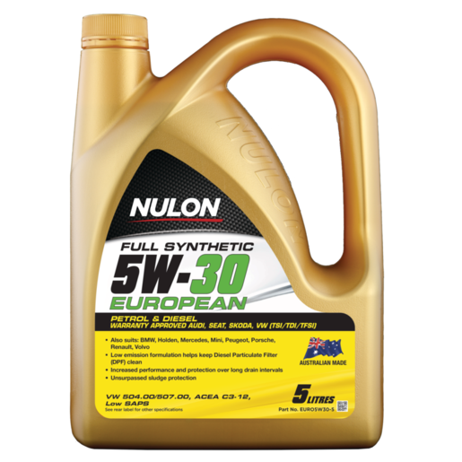 Nulon Full Synthetic 5W-30 European Engine Oil (EURO5W30) 5L - EURO5W30-5