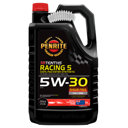 Penrite 10 Tenths Racing 5W-30 100% PAO & Ester Engine Oil 5L - RACING5W30005