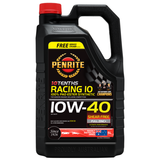 Penrite 10 Tenths Racing 10W-40 Full Synthetic Engine Oil 5L - RACING10W40005