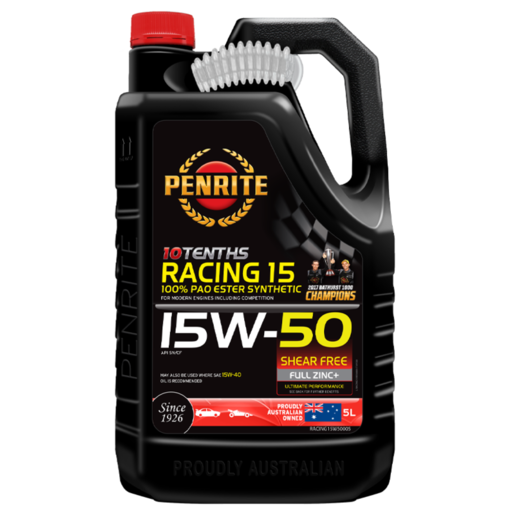 Penrite 10 Tenths Racing 15W-50 100% PAO & Ester Engine Oil 5L - RACING15W50005