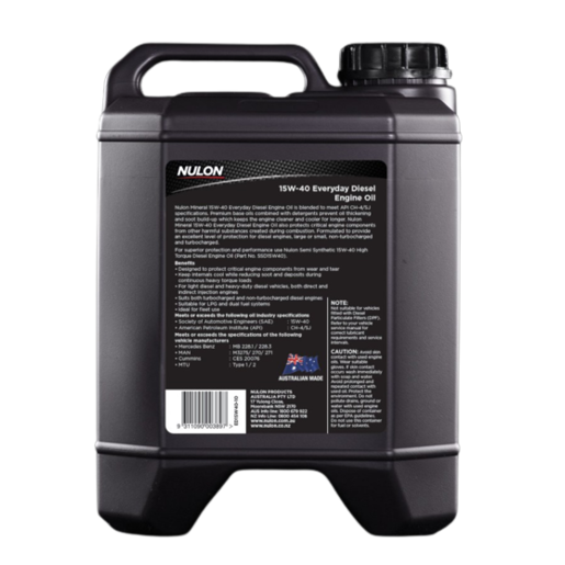 Nulon Mineral 15W-40 Everyday Diesel Engine Oil 10L - ED15W40-10