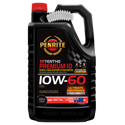 Penrite 10 Tenths Premium 10W-60 100% PAO & Ester Engine Oil 5L - FS10W60005