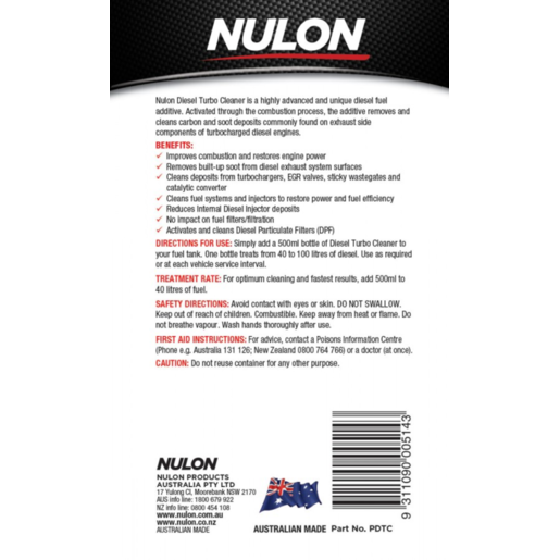Nulon Pro-Strength Diesel Turbo Cleaner 500ml - PDTC