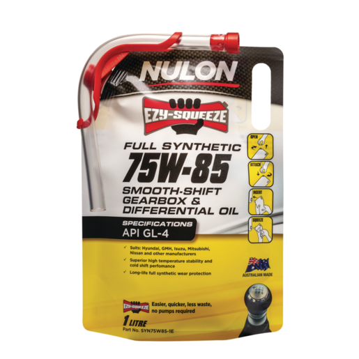 Nulon EzySqueeze 75W-85 Smooth Shift Gearbox & Differential Oil 1L - SYN75W85-1E