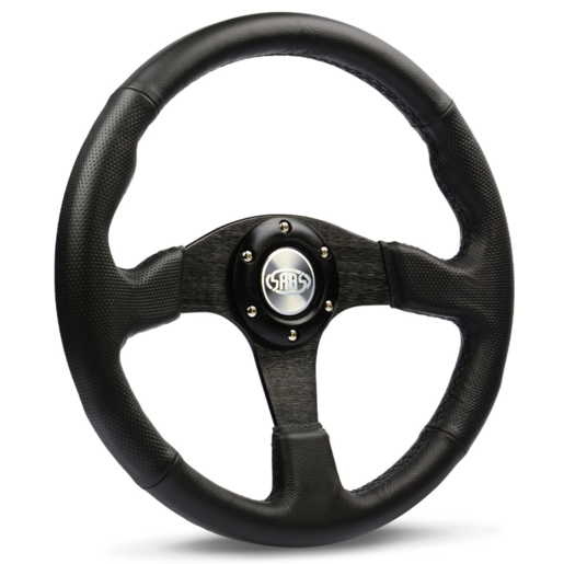 SAAS Steering Wheel Leather 14inches ADR Black Spoke - D1-SWB-R