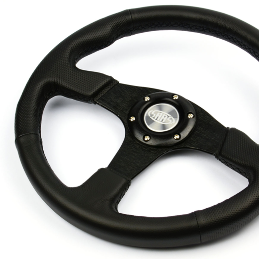 SAAS Steering Wheel Leather 14inches ADR Black Spoke - D1-SWB-R