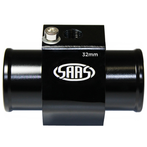 SAAS Water Temp Adapter Rad Hose 32mm Black Aluminium - SWTA32B
