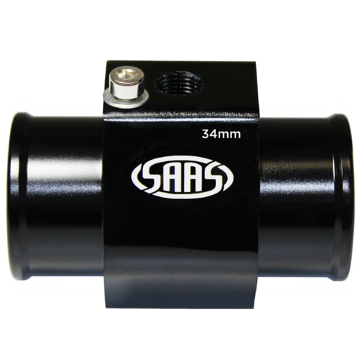 SAAS Water Temp Adapter Rad Hose 34mm Black Aluminium - SWTA34B
