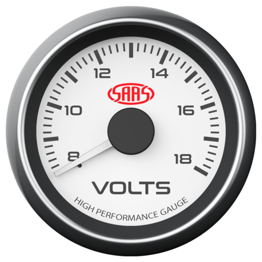 SAAS Volt Gauge 8v-18v 52mm White Muscle Series - SG-VLT52W