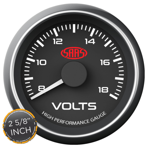 SAAS NLA Volt Gauge 8v-18v 2 5/8 Inch Black Muscle Series - SG-VLT258B