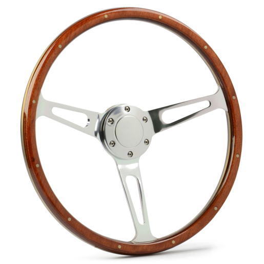 SAAS Steering Wheel Wood 15" ADR Classic Polished AlloySlots+Rivet - SW704PSW