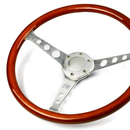 SAAS Steering Wheel Wood 15" ADR Classic Brushed w/ Holes - SW701BAW